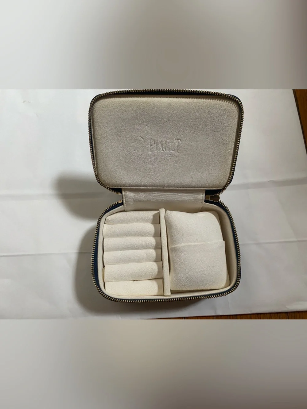 Leather Unisex Navy Leather Zippered Travel Case